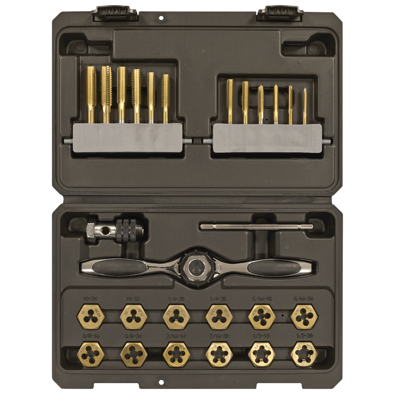 Sealey AK3026IMP Premier Hexagonal Tap & Die Set 26pc Hexagonal  - Imperial - Titanium Coated
