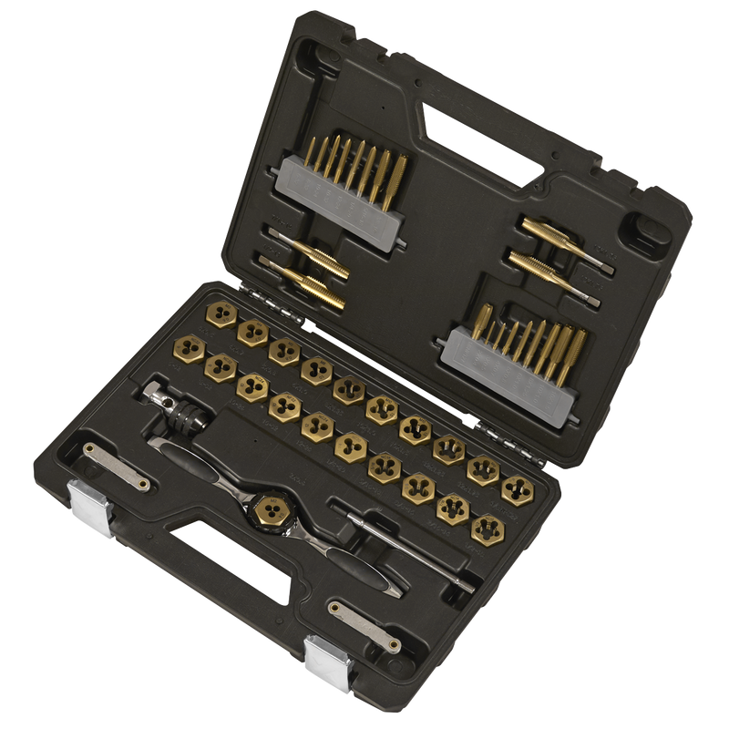 Sealey AK3046 Premier Metric & Imperial Titanium Coated Hexagonal Tap & Die Set 46pc