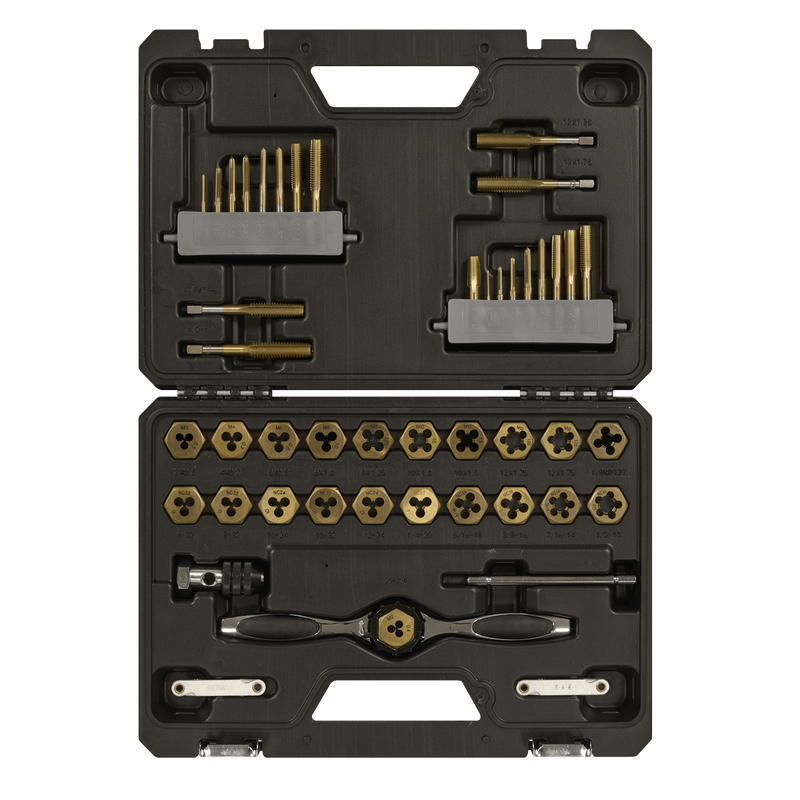 Sealey AK3046 Premier Metric & Imperial Titanium Coated Hexagonal Tap & Die Set 46pc