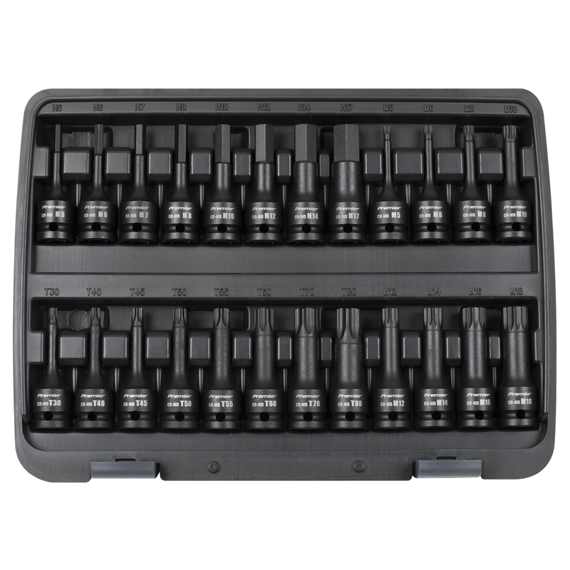 Sealey AK56000 Impact Socket Bit Set 1/2"Sq Drive 24pc Hex/TRX-Star*/Spline