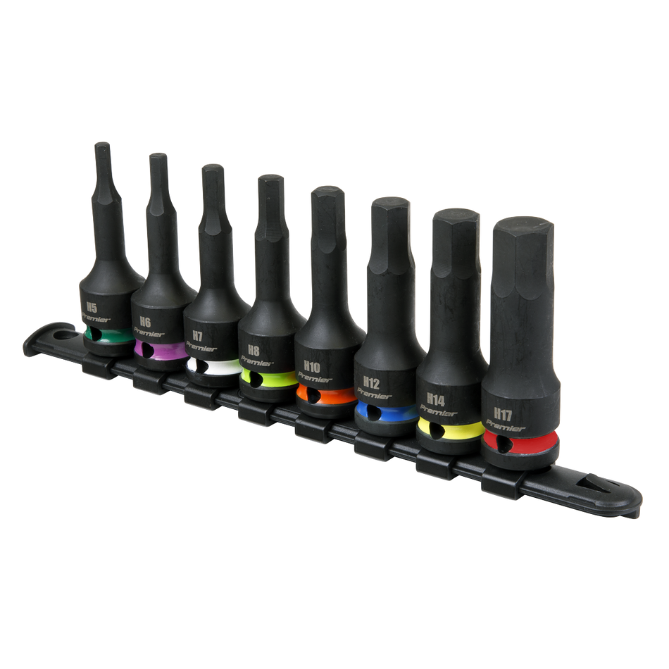 Sealey AK56001 Hex Impact Socket Bit Set 8pc 1/2"Sq Drive