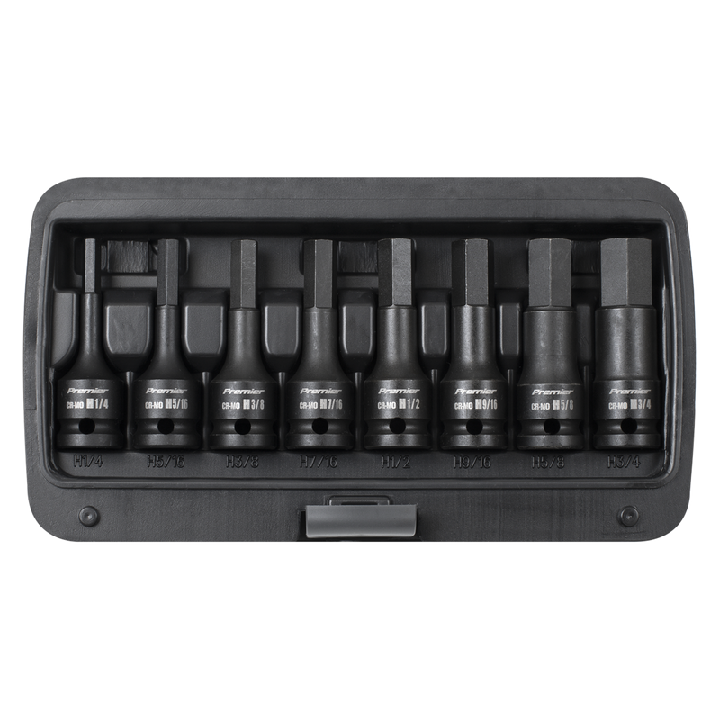 Sealey AK5600 Impact Hex Socket Bit Set 8pc 1/2"Sq Drive - Imperial