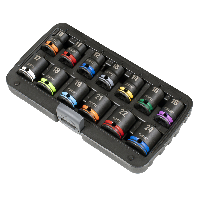 Sealey AK56160M Lock-On‚Ñ¢ Impact Socket Set 1/2"Sq Drive 13pc 6pt Metric