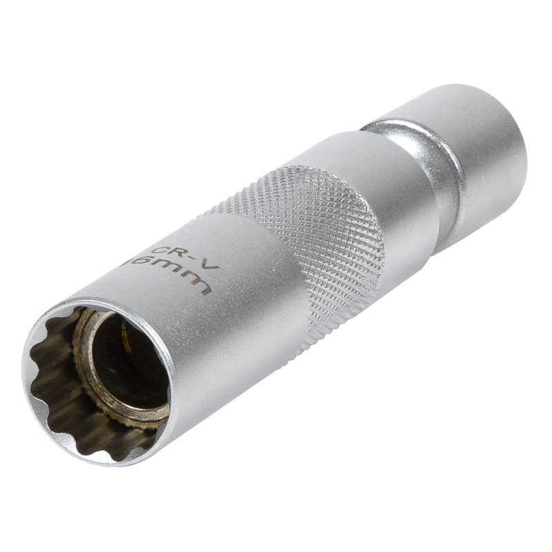 Sealey AK6571 Spark Plug Socket with Universal Joint 3/8"Sq Drive 12-Point 16mm