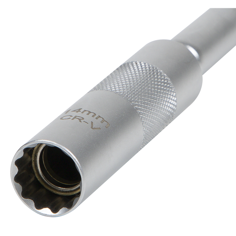 Sealey AK6575 Spark Plug Socket with Universal Joint & Extension 3/8"Sq Drive 12-Point 14mm