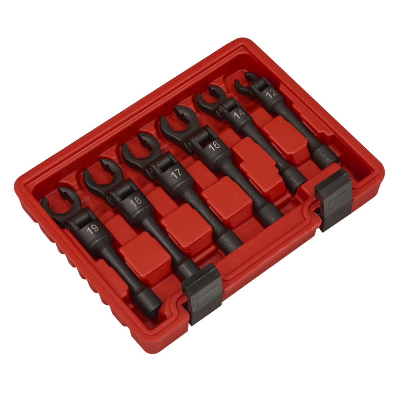 Sealey AK6901 Flexi-Head Flare Nut Diesel Injection Wrench Set 6pc 3/8"Sq Drive