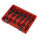 Sealey AK6901 Flexi-Head Flare Nut Diesel Injection Wrench Set 6pc 3/8"Sq Drive