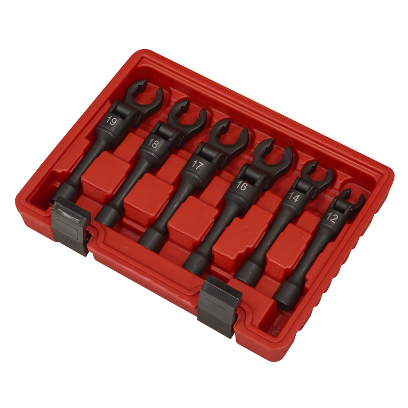 Sealey AK6901 Flexi-Head Flare Nut Diesel Injection Wrench Set 6pc 3/8"Sq Drive
