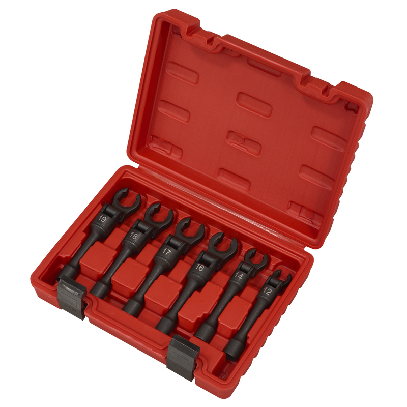 Sealey AK6901 Flexi-Head Flare Nut Diesel Injection Wrench Set 6pc 3/8"Sq Drive