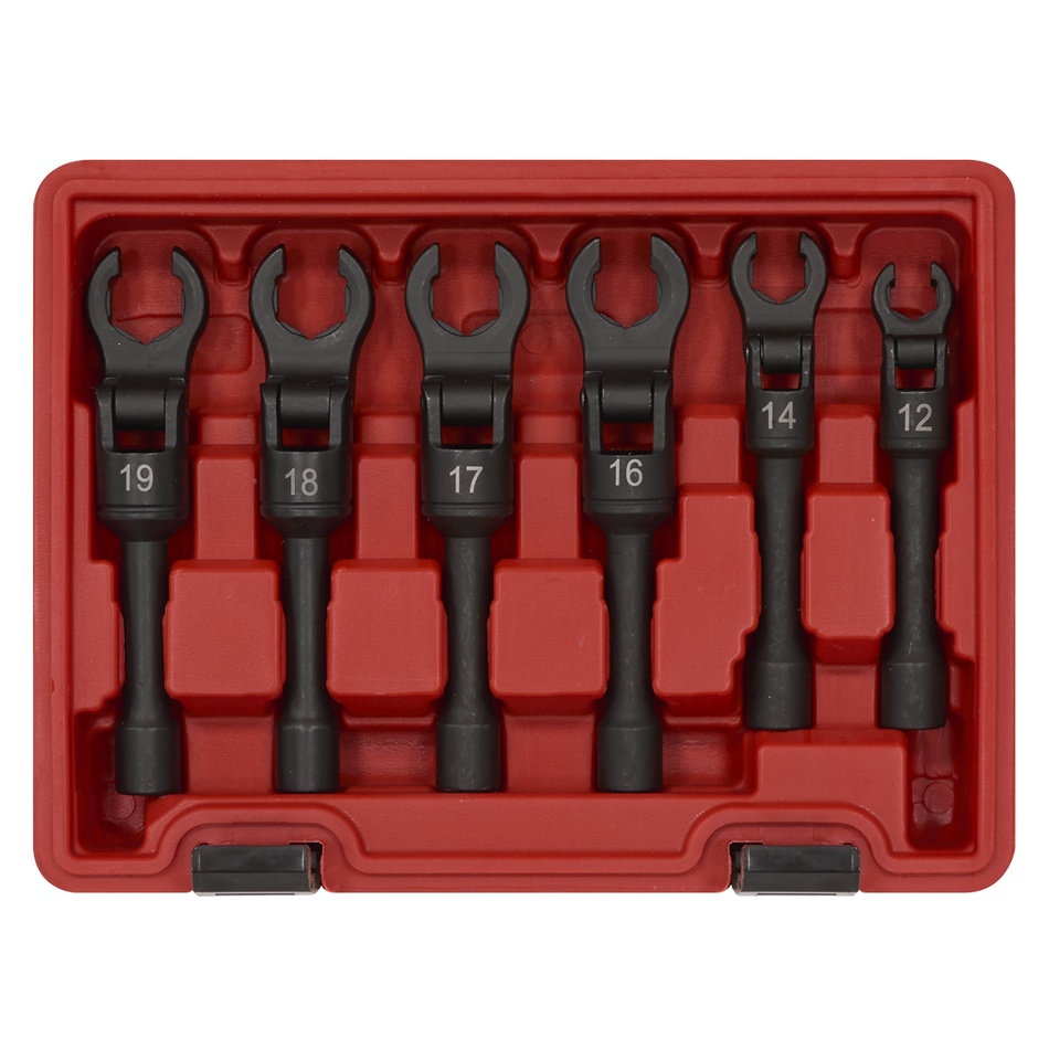 Sealey AK6901 Flexi-Head Flare Nut Diesel Injection Wrench Set 6pc 3/8"Sq Drive