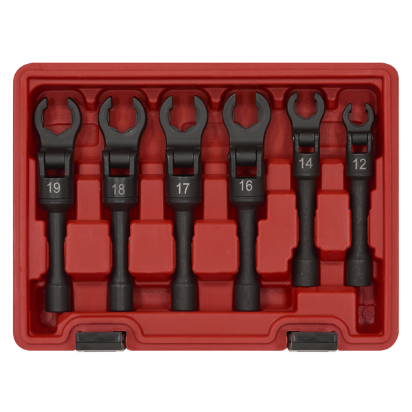 Sealey AK6901 Flexi-Head Flare Nut Diesel Injection Wrench Set 6pc 3/8"Sq Drive
