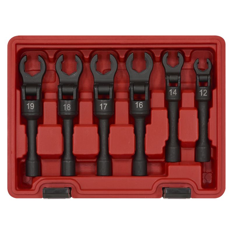 Sealey AK6901 Flexi-Head Flare Nut Diesel Injection Wrench Set 6pc 3/8"Sq Drive