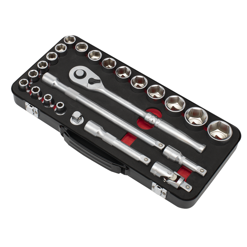 Sealey AK7924 Socket Set 1/2"Sq Drive 24pc -  Premier Platinum