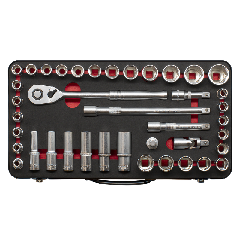 Sealey AK7925 Socket Set 1/2"Sq Drive 40pc - Metric/Imperial - Premier Platinum