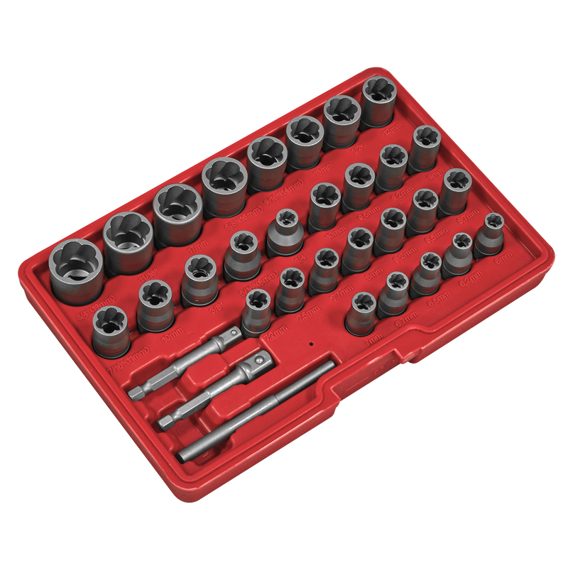 Sealey AK8132 Slim Design Bolt & Nut Extractor Set 32pc