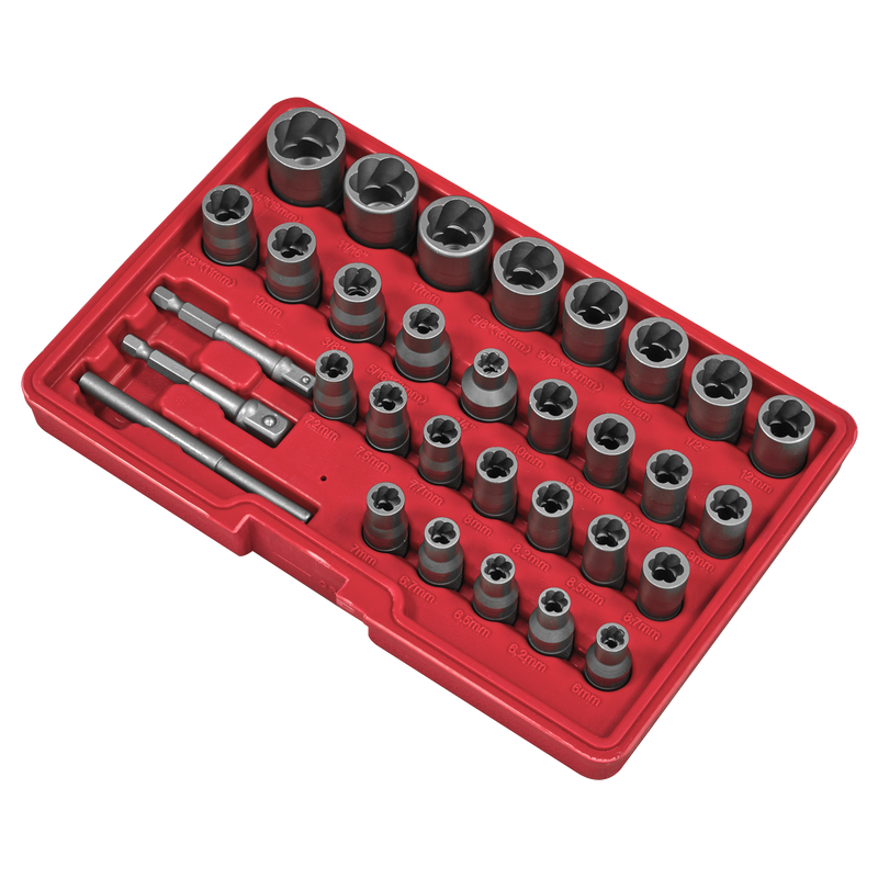 Sealey AK8132 Slim Design Bolt & Nut Extractor Set 32pc