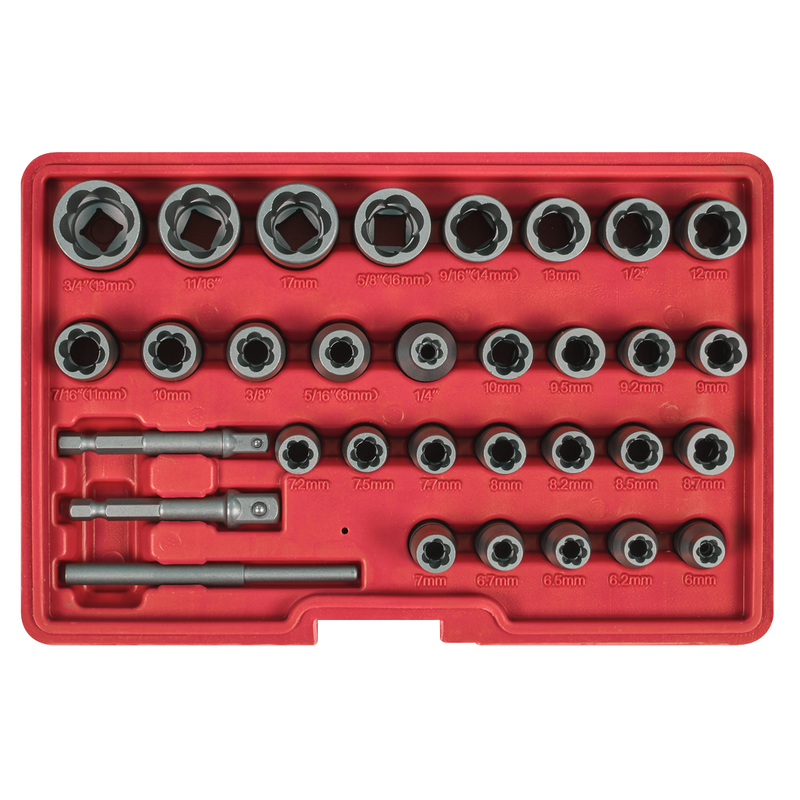 Sealey AK8132 Slim Design Bolt & Nut Extractor Set 32pc