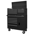 Sealey AP41STACKB Topchest & Rollcab Combination 15 Drawer with Ball-Bearing Slides - Black