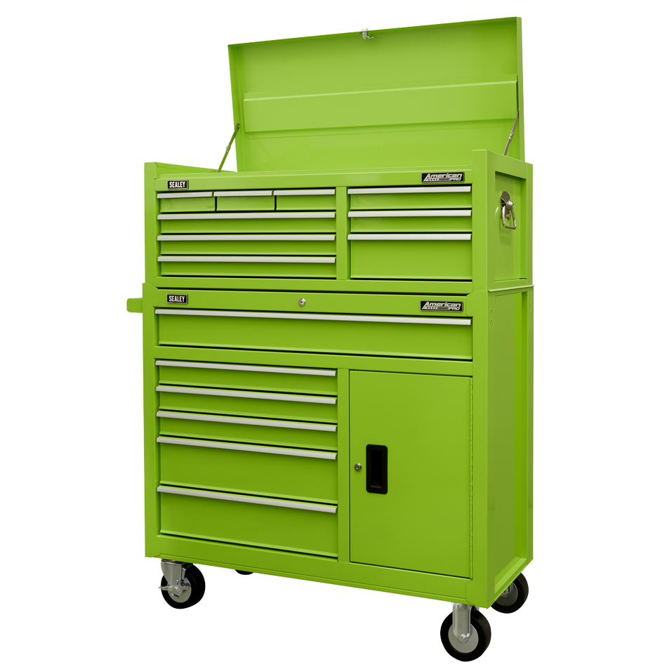 Sealey AP41STACKHV Topchest & Rollcab Combination 15 Drawer with Ball-Bearing Slides - Green