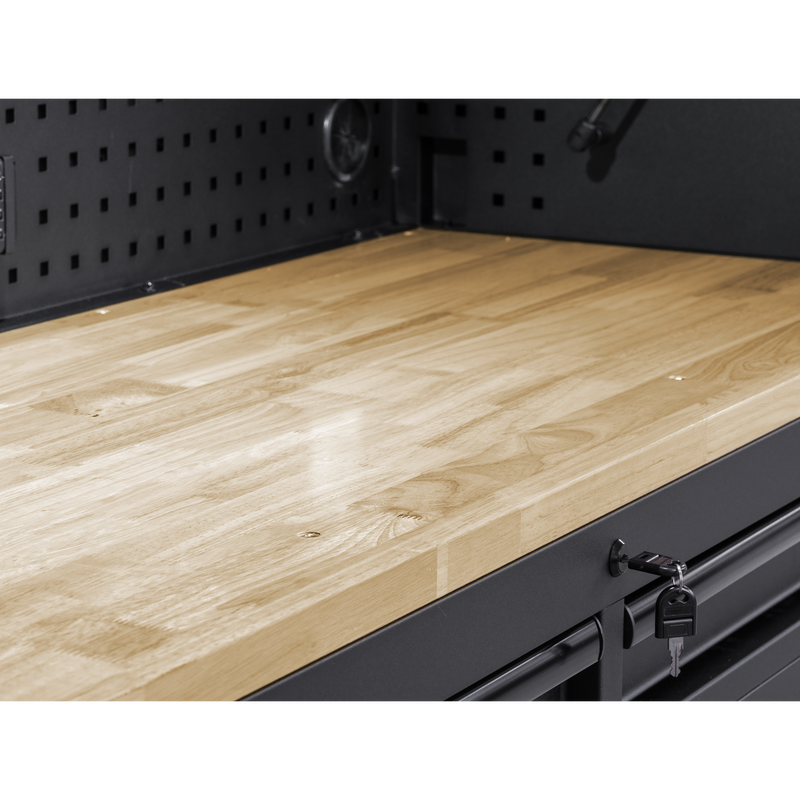 Sealey AP6215BE Superline PRO¬Æ Black Edition Mobile Trolley with Wooden Worktop 15 Drawer 1549mm