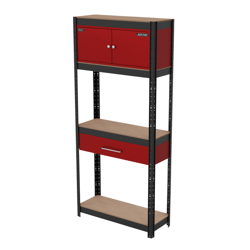 Sealey AP830R Shelving Unit 4-Tier with Cupboard & Drawer