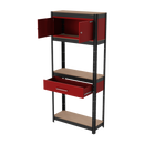 Sealey AP830R Shelving Unit 4-Tier with Cupboard & Drawer