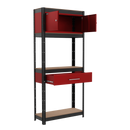 Sealey AP830R Shelving Unit 4-Tier with Cupboard & Drawer