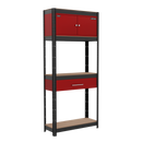Sealey AP830R Shelving Unit 4-Tier with Cupboard & Drawer
