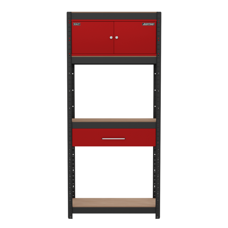 Sealey AP830R Shelving Unit 4-Tier with Cupboard & Drawer