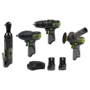 Sealey CP108VCOMBO1EU 4 x 10.8V SV10.8 Series Cordless Combo Kit - 2 Batteries & Euro Plug