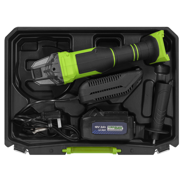 Sealey CP401LIHV 18V 3Ah 115mm Cordless Angle Grinder - Green
