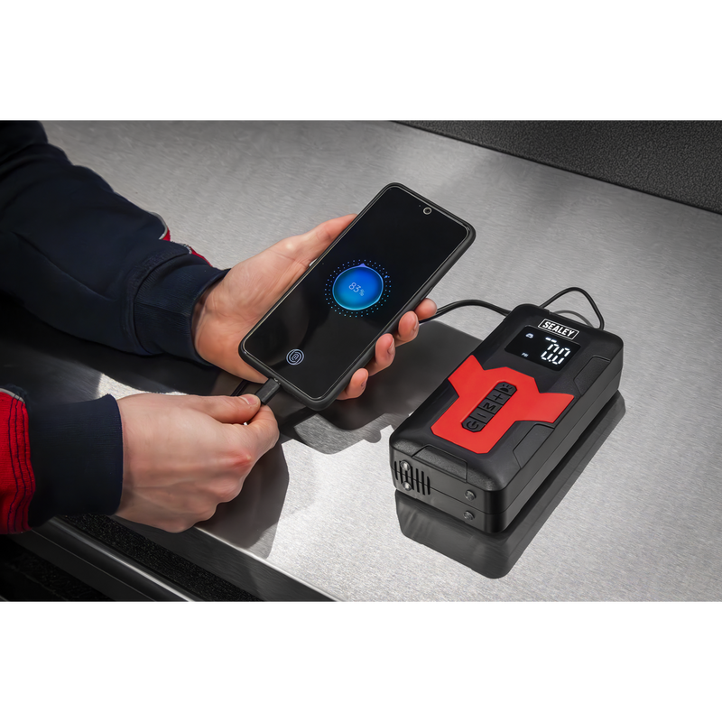 Sealey CTI140 Rechargeable Tyre Inflator & Power Bank with Worklight 12V