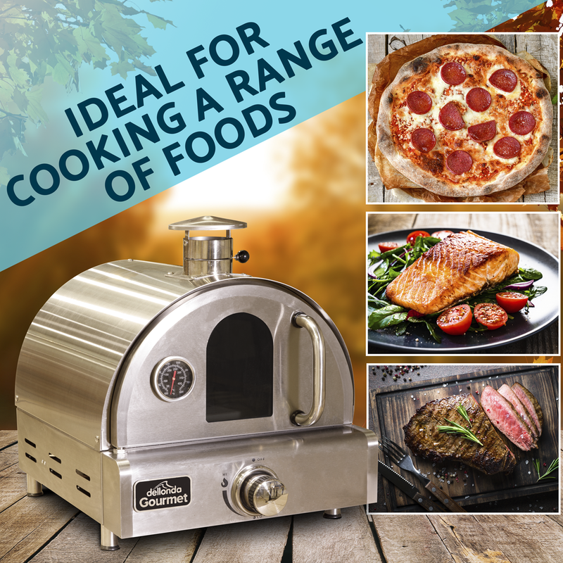 Dellonda DG104 Dellonda Outdoor Tabletop Gas Powered Pizza Oven with Temperature Display - DG104