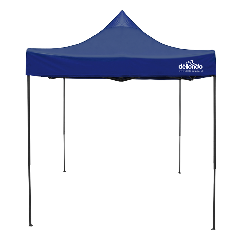 Dellonda DG127 Premium 2x2m Pop-Up Gazebo, Heavy Duty, PVC Coated, Water Resistant Fabric, Supplied with Carry Bag, Rope, Stakes & Weight Bags - Blue Canopy