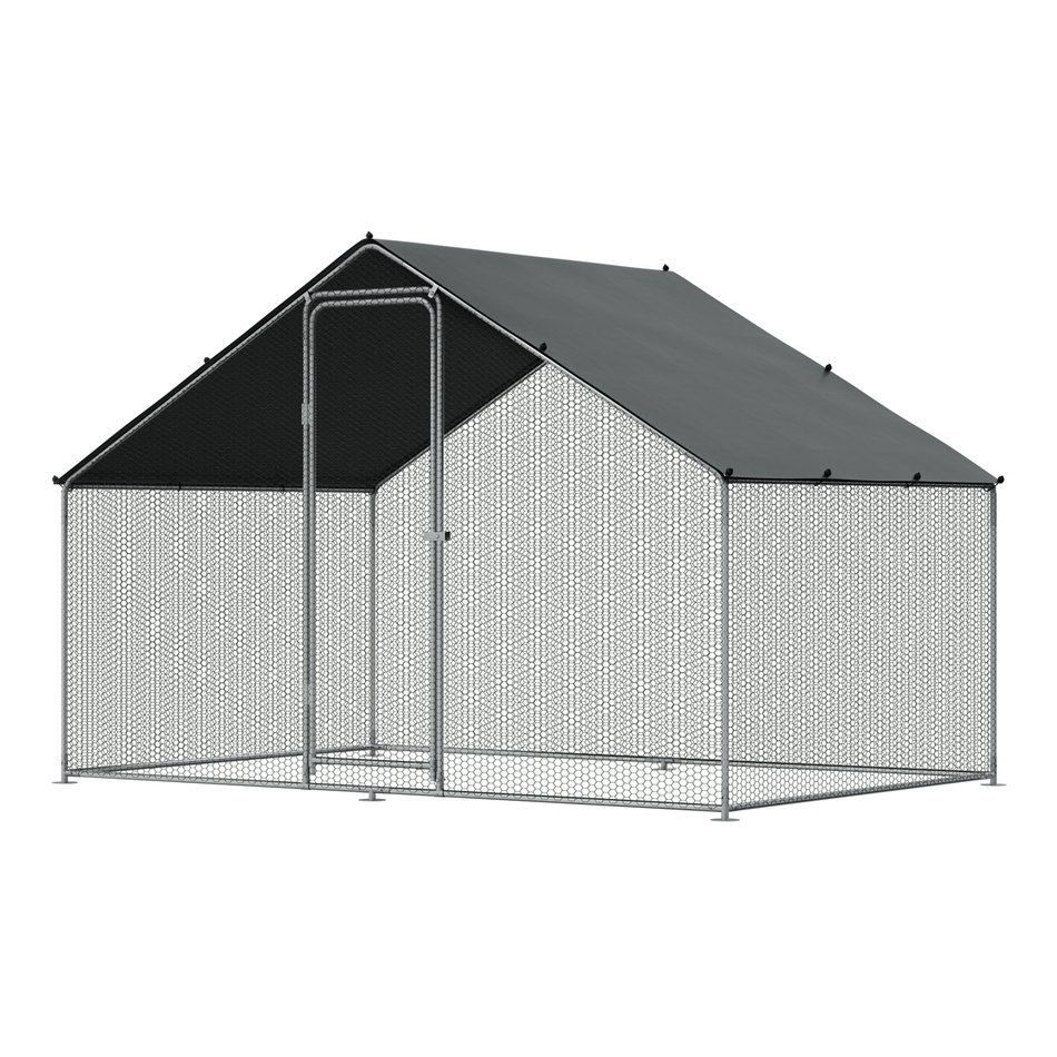Dellonda DG278 Walk-In Galvanized Steel Chicken Run with Roof Cover & PVC Coated Chicken Wire