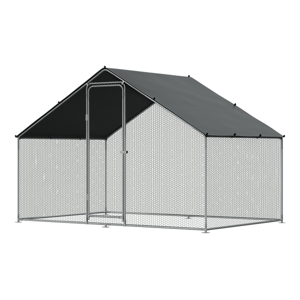 Dellonda DG278 Walk-In Galvanized Steel Chicken Run with Roof Cover & PVC Coated Chicken Wire