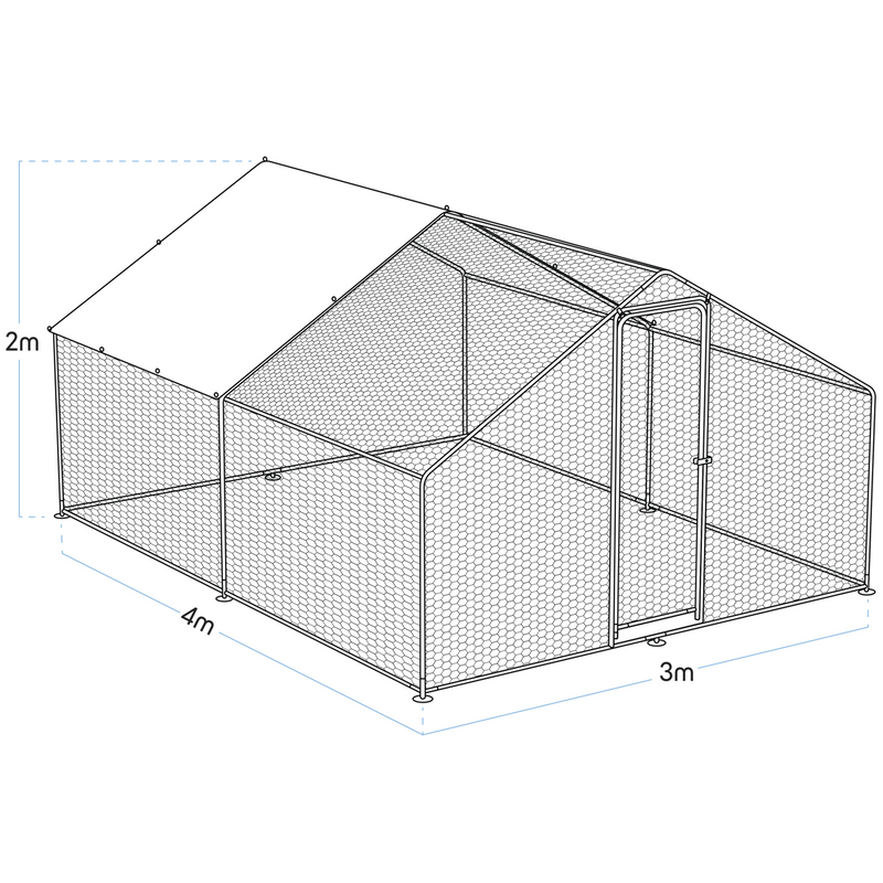 Dellonda DG279 Walk-In Galvanized Steel Chicken Run with Roof Cover & PVC Coated Chicken Wire