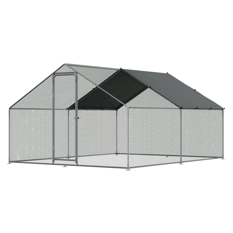 Dellonda DG279 Walk-In Galvanized Steel Chicken Run with Roof Cover & PVC Coated Chicken Wire