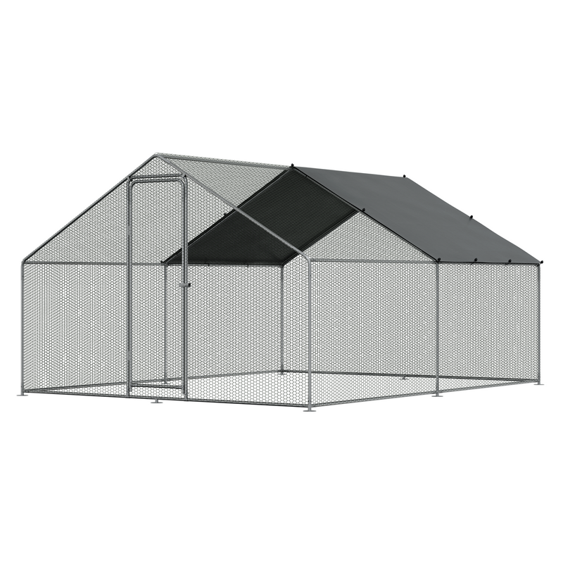 Dellonda DG279 Walk-In Galvanized Steel Chicken Run with Roof Cover & PVC Coated Chicken Wire