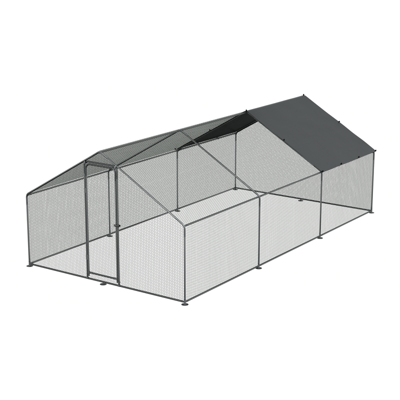 Dellonda DG280 Walk-In Galvanized Steel Chicken Run with Roof Cover & PVC Coated Chicken Wire