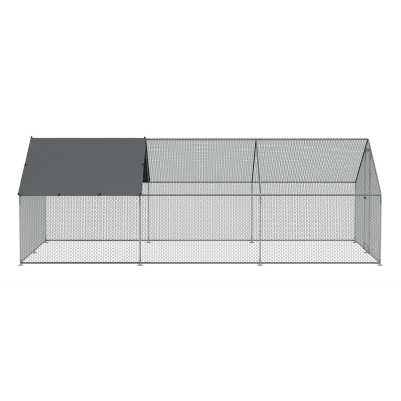 Dellonda DG280 Walk-In Galvanized Steel Chicken Run with Roof Cover & PVC Coated Chicken Wire