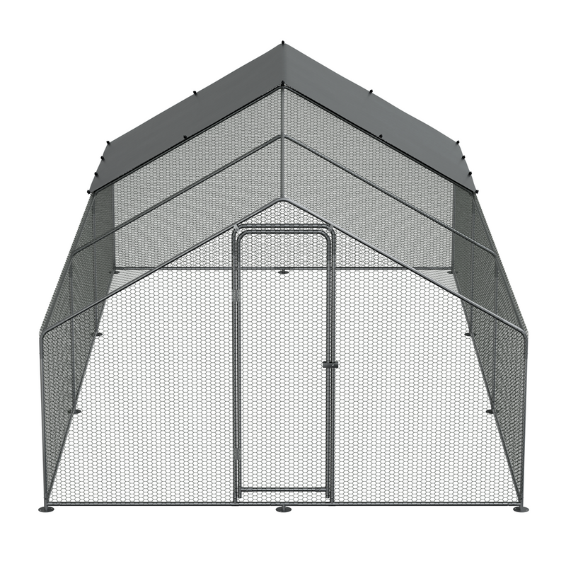 Dellonda DG280 Walk-In Galvanized Steel Chicken Run with Roof Cover & PVC Coated Chicken Wire