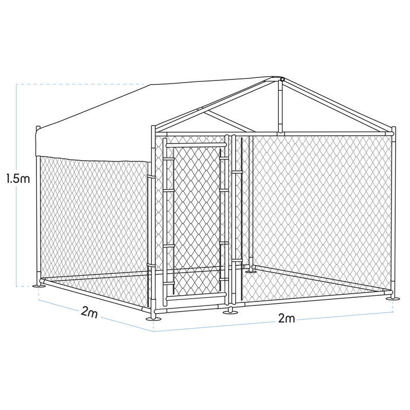 Dellonda DG281 Galvanised Steel Dog Kennel with Roof Cover & Chain Link Fencing