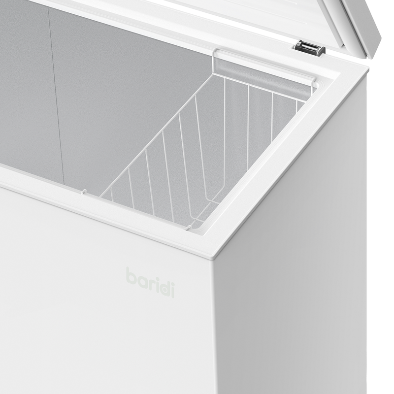Baridi DH111  Freestanding Chest Freezer, 199L Capacity, Garages and Outbuilding Safe, -12 to -24 degreeC Adjustable Thermostat with Refrigeration Mode, White