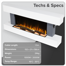 Baridi DH112 Wall Mounting Electric Fireplace with LED Flame Effect 52" - Grey