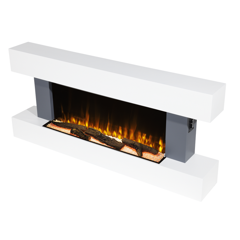 Baridi DH112 Wall Mounting Electric Fireplace with LED Flame Effect 52" - Grey