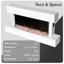 Baridi DH113 Wall Mounting Electric Fireplace with LED Flame Effect 46" - White