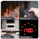 Baridi DH113 Wall Mounting Electric Fireplace with LED Flame Effect 46" - White