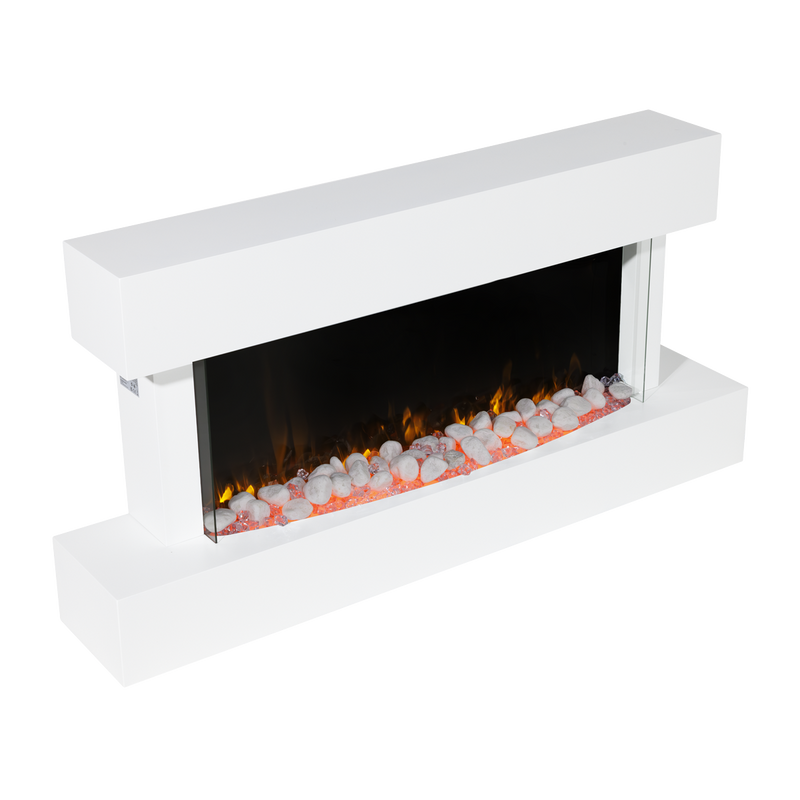 Baridi DH113 Wall Mounting Electric Fireplace with LED Flame Effect 46" - White