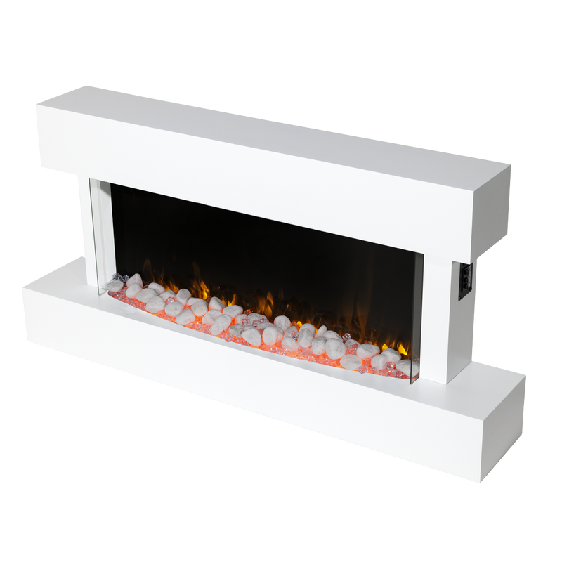 Baridi DH113 Wall Mounting Electric Fireplace with LED Flame Effect 46" - White